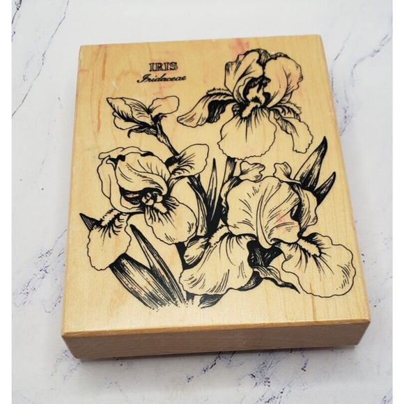 PSX Large Iris Flowers K040 Wood Mounted Rubber Stamp - Picture 1 of 7